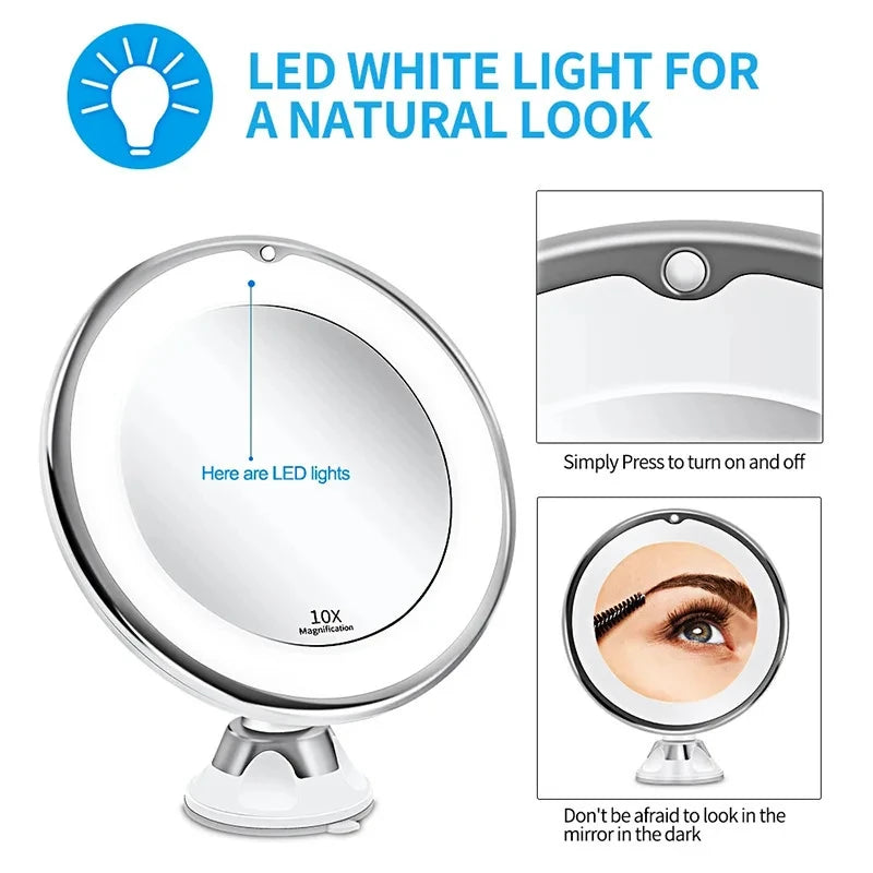 Flexible 10x Magnifying Vanity Mirror with Lights Touch Screen