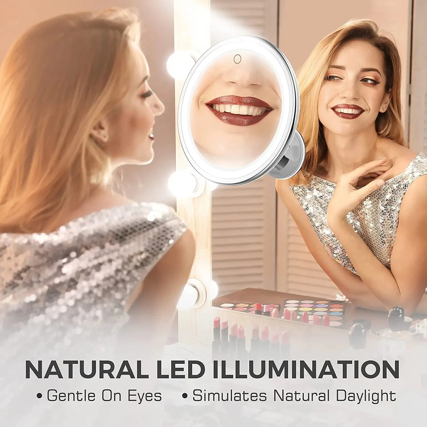 Flexible 10x Magnifying Vanity Mirror with Lights Touch Screen